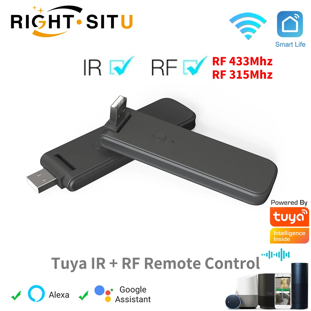 Tuya-Control remoto inteligente RF IR, WiFi, alimentación USB, para aire acondicionado, TV, LG, compatible con Alexa y Google Home