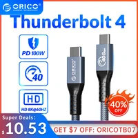 orico 2m thunderbolt 4 cable certificate video 8k 60hz usb c pd100w fast charge 40gbps data transfer nylon braided for macbook