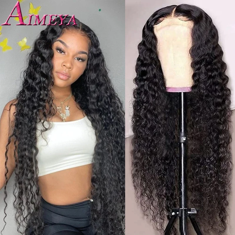 Water Wave 13x4 Lace Front Wigs Curly Wave Human Hair Pre Plucked Front Wig Human Hair 150% Density Wig