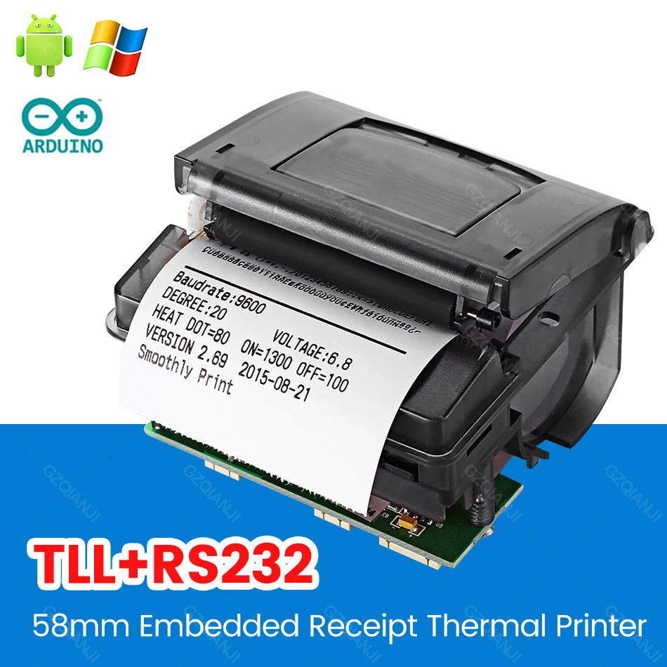 Goojprt Qr203 58 мм микро-мини Встроенный термопринтер Rs232 + Ttl панель совместимая Eml203 для печати чеков билетов
