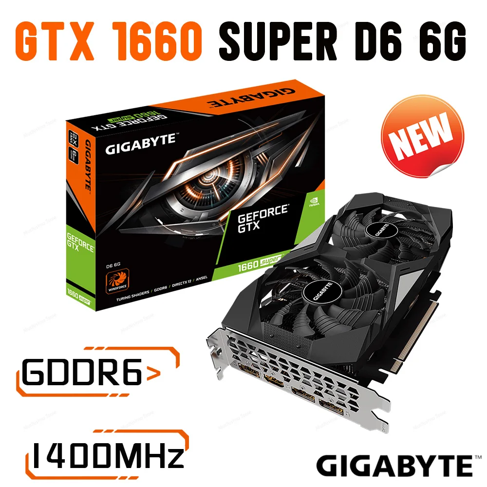 

GTX 1660 SUPER 1660 GPU Gigabyte Graphics GTX 1660 SUPER D6 6G 1660S GDDR6 Video Card Desktop PCI-E 3.0 x 16 8pin 450W DP HDMI