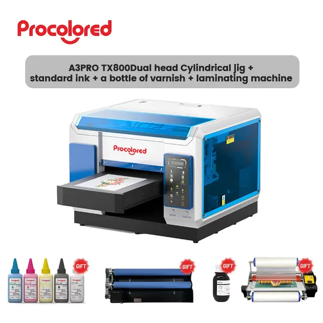 Proцветной УФ DTF принтер A3 с двойной головкой Tx800, печатная машина для фотографий, акриловая бутылка, наклейка, стекло, металл 1