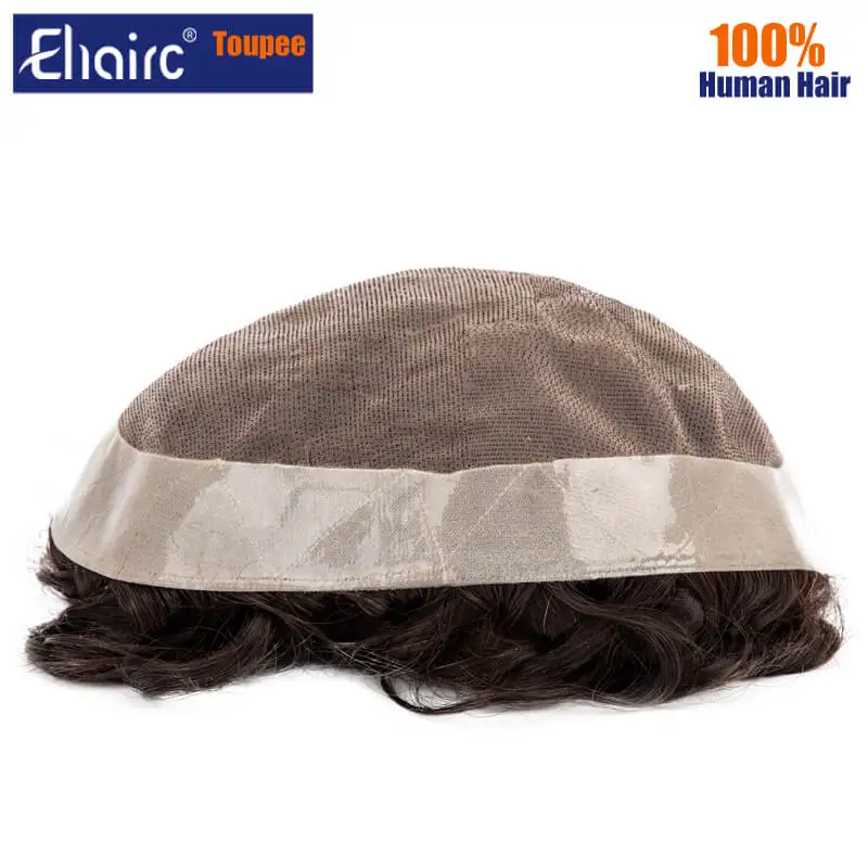25mm Curly Hair Mono Natural Human Hair Toupee Breathable Male Hair Prosthesis Capillary 7