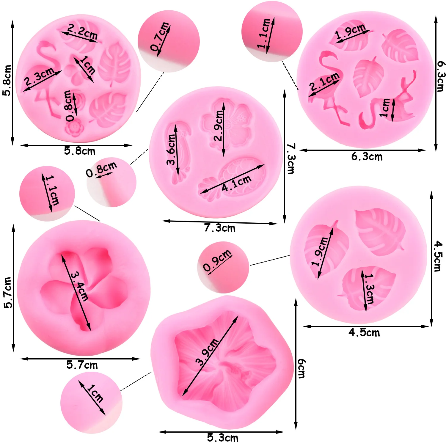 Силиконовая форма в виде фламинго тропических листьев для плюмерии гибискуса