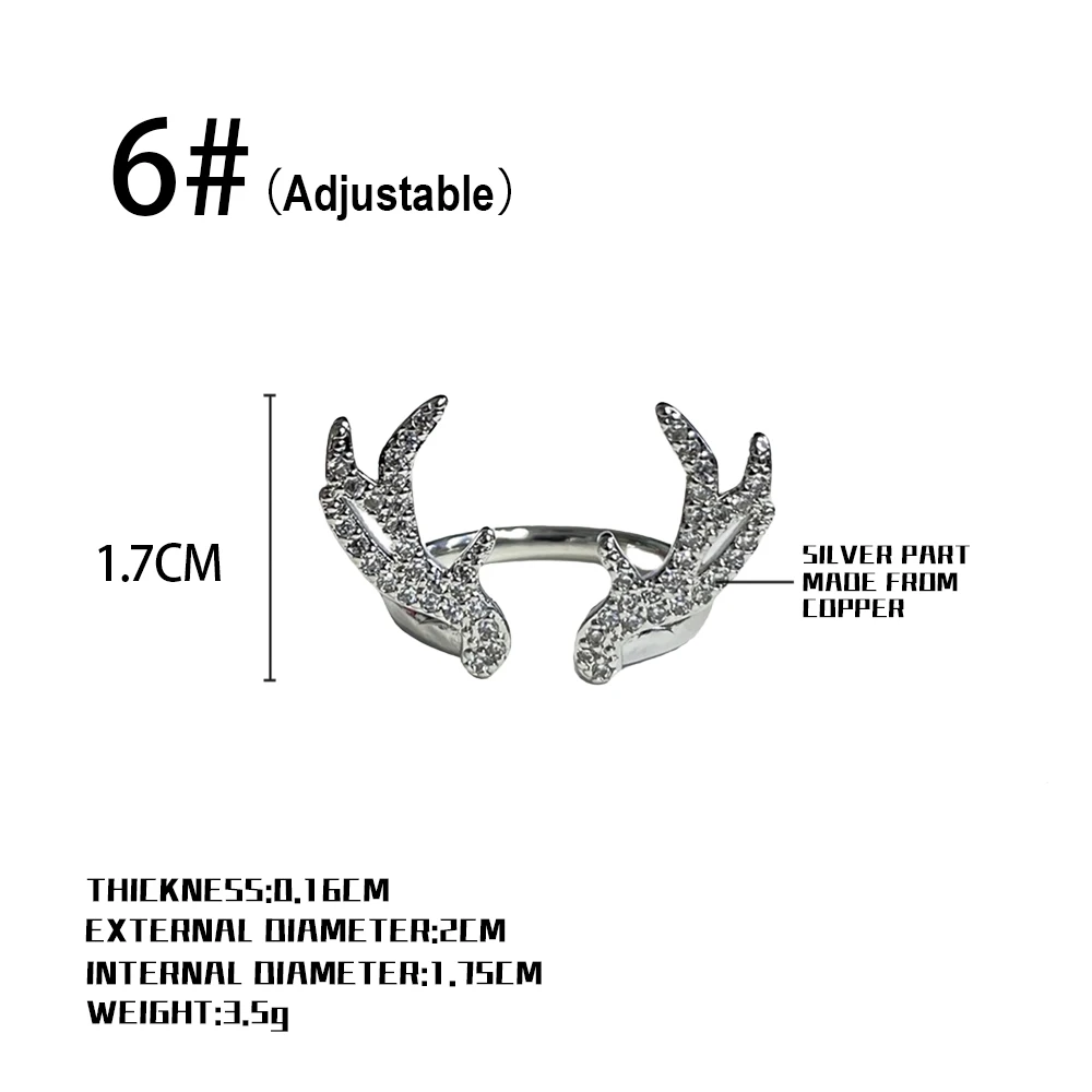 Кольцо с алмазным рогом оленя изысканное серебряное кольцо рождественским