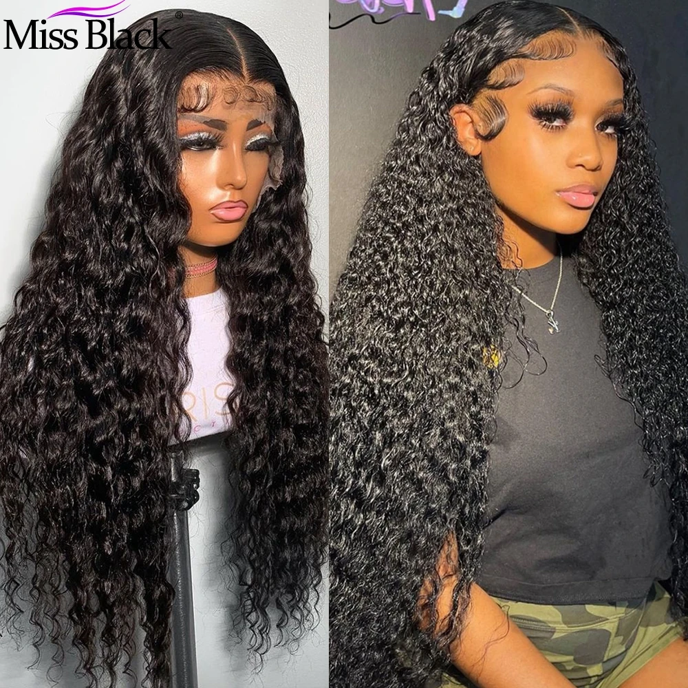 13x6 Deep Wave Curly Lace Front Human Hair Wigs 13x4 Transparent Lace Frontal Wigs Remy Brazilian Human Hair for Black Women