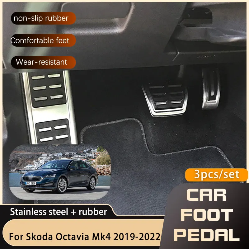 

AT MT Car Foot Pedals For Skoda Octavia Mk4 Ⅳ NX 2019 2020 2021 2022 Accelerator Brake No Drilling Pedal Cover Parts Car-styling