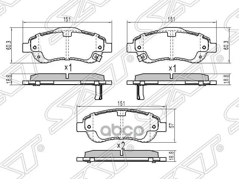 Колодки Тормозные Перед Honda Cr-V Re Sat арт. ST-45022-SWW-G01