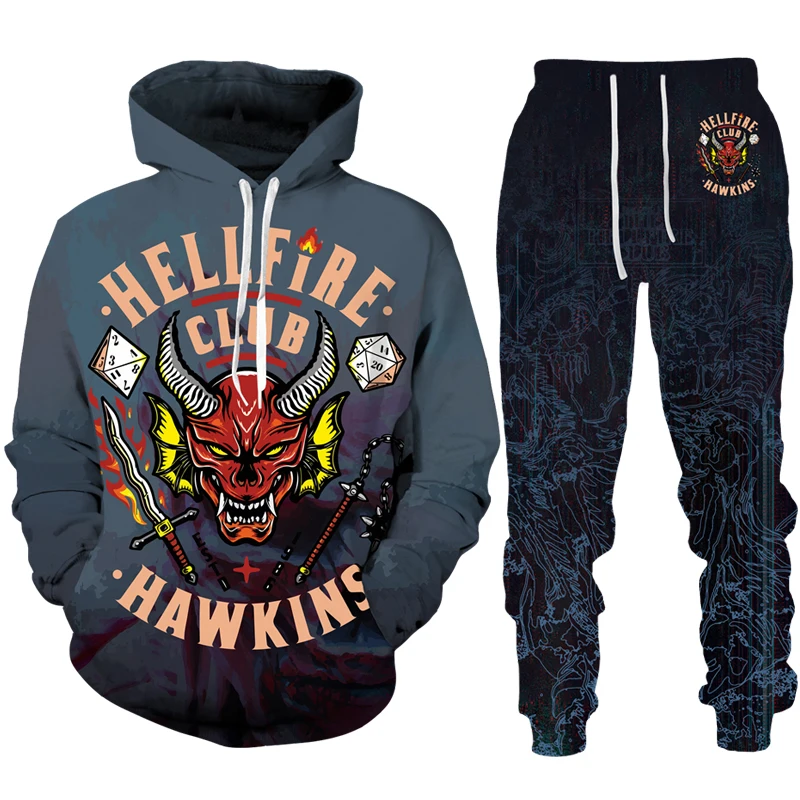 

2022 Stranger Things 4 Graphic Hoodie/Suit Hellfire Club 3D Print Men Women Thin Tracksuit Set Hip Hop Funny Streetwear Clothing