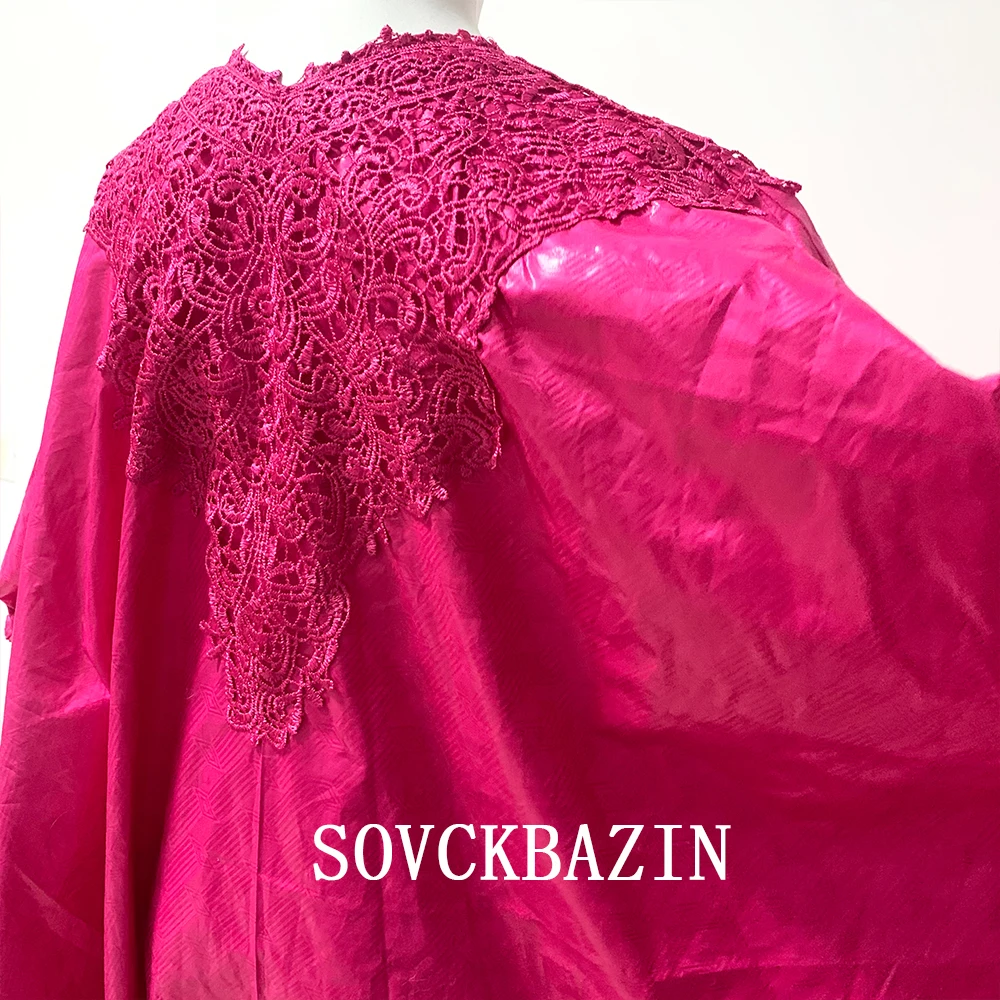 Африканское Оригинальное длинное платье Bazin с шарфом швейцарская вуаль