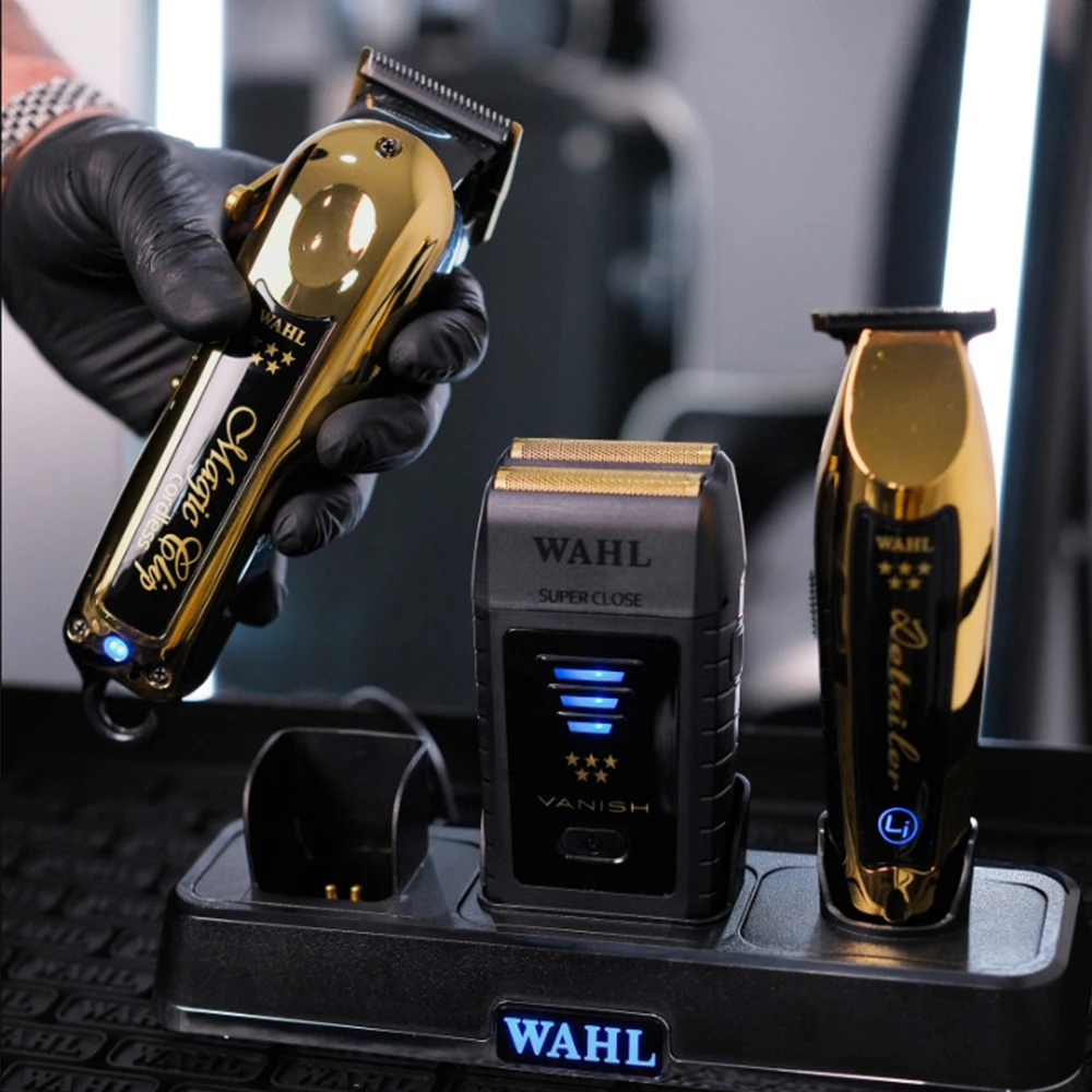 

NEWEST Wahl 8148 Professional 5 Star Cordless Magic Clip Hair Clipper (8148-700) Gold Edition with a Charge Stand