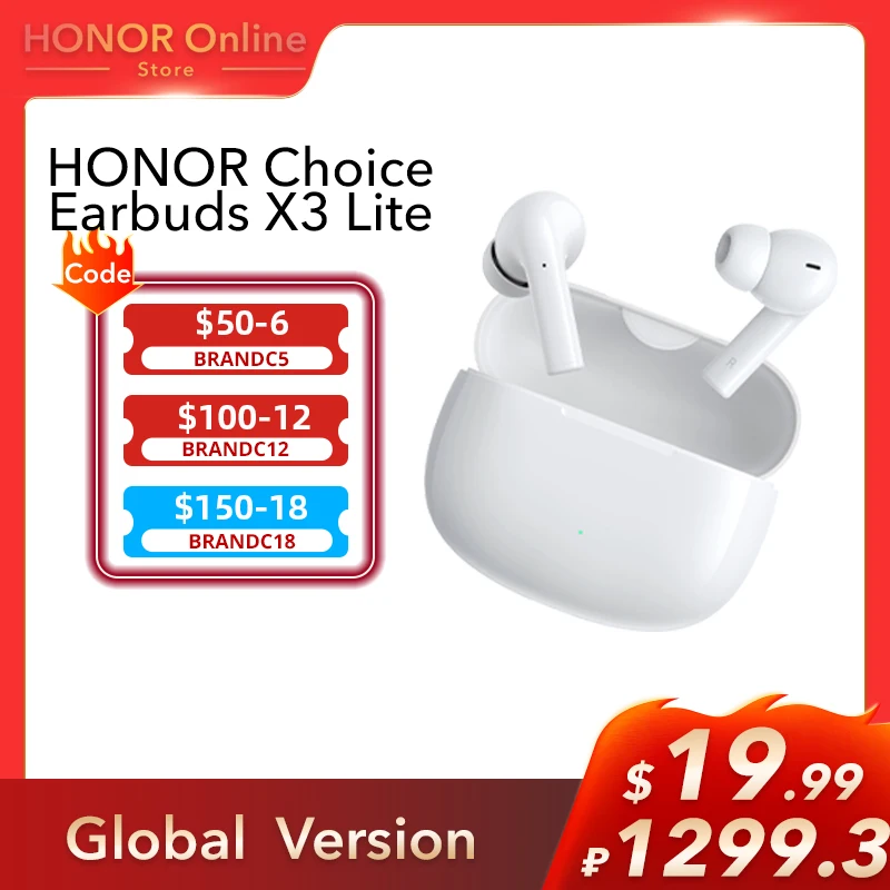 Глобальная версия HONOR Choice Earbuds X3 Lite 28 часов автономной работы Двойной микрофон с шумоподавлением Bluetooth 5.3 Наушники