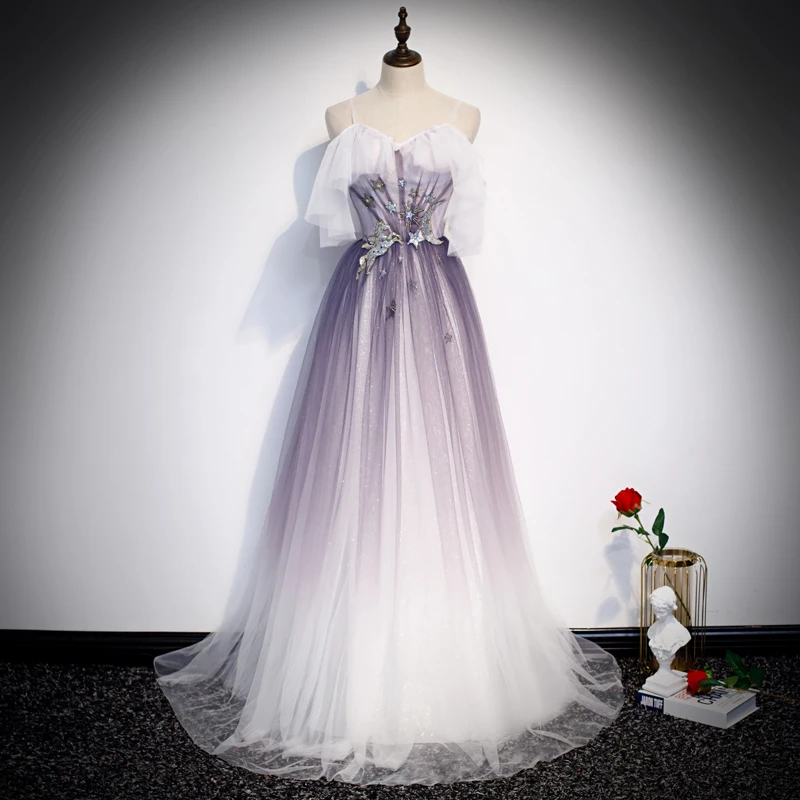 

HF703 V-Neck A-Line Evening Party Dresses For Women Hand Make Elegant Charming Princess Gowns Vestidos De Noche Robes Soirée