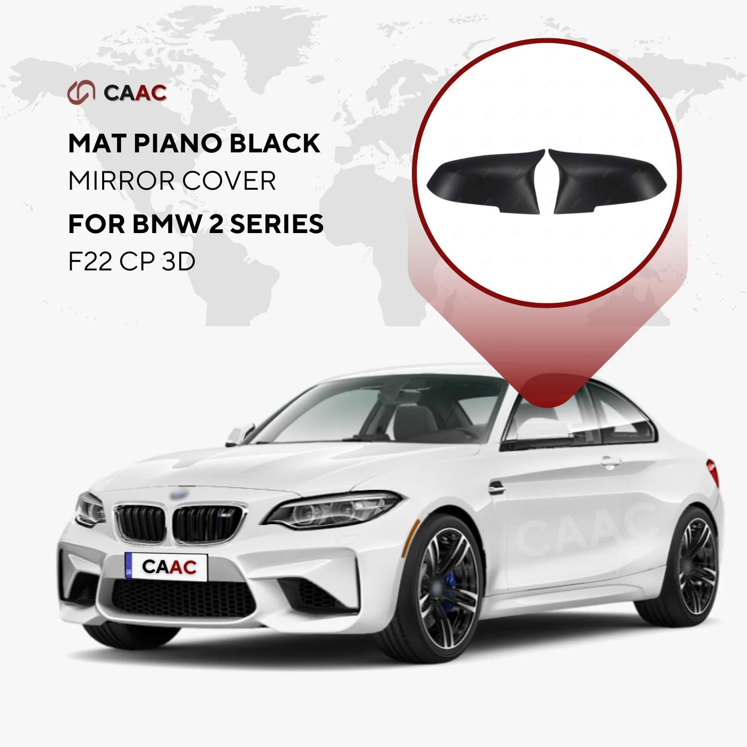 

For BMW 2 Series F22 SD 2013-2017 Matte Black Side Mirror Cover 2 Pcs Batman Trim Adhesive Outer Piece Replacement Car Special Accessories