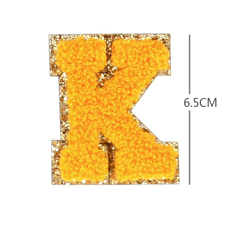 6.5cm A-Z Color English Letters Patches For Clothing Bag Glitter Letter Patches Stick on Alphabet Letters Embroidery Applique AB