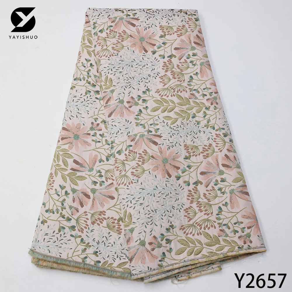 

African High Quality Brocade Fabric Damask Jacquard Latest Soft Embroidery Nigerian French Lace Fabric For Wedding Dress Y2657