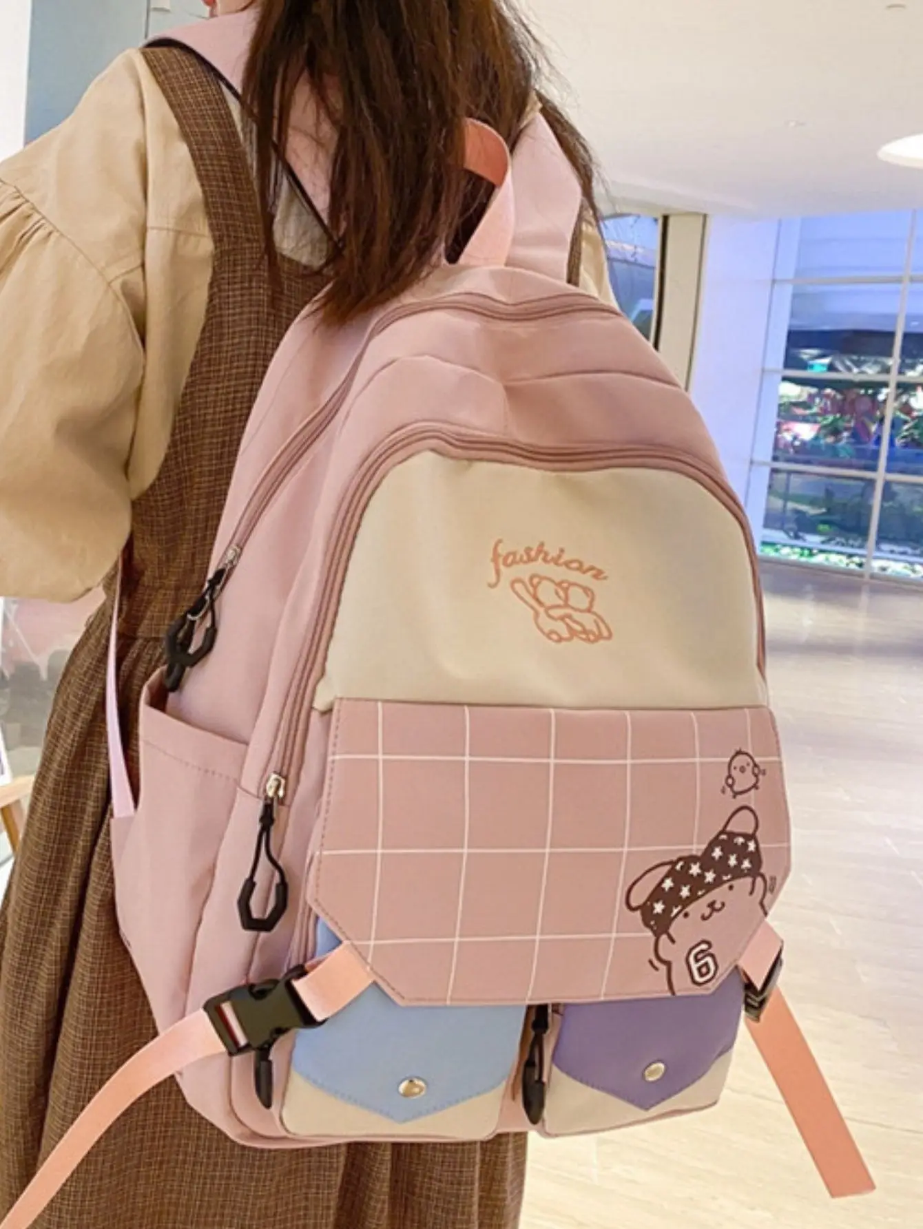 

Impermeavel Nylon Female Student Backpack