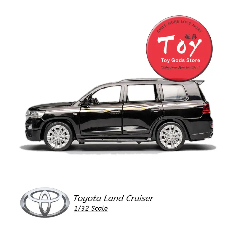 

TOY GODS 12pcs/lot Wholesale 1/32 Scale Car Model Toys Toyota Land Cruiser SUV Sound&Light Diecast Metal Pull Back Car Model Toy