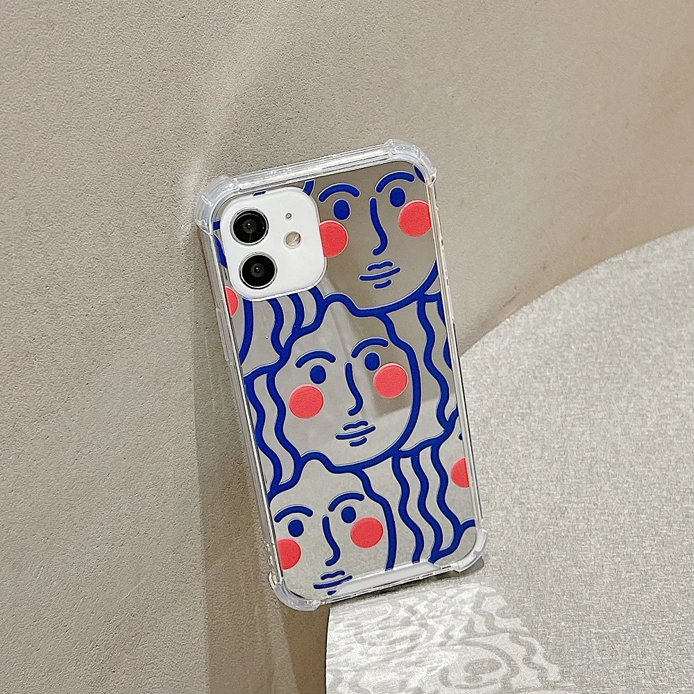 

Cartoon Face Pattern Is Suitable For Apple 12 Full Cover Case Iphone12pro Max Mirror Anti-Drop Phone Case