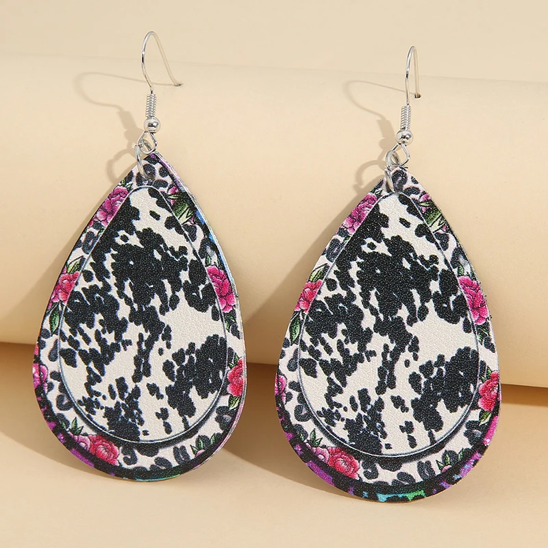 

New Fashion Vintage Drop Earrings For Women Cow Lace Leather Earring Female Wedding Party Jewelry Gift Pendientes Boucle Oreille