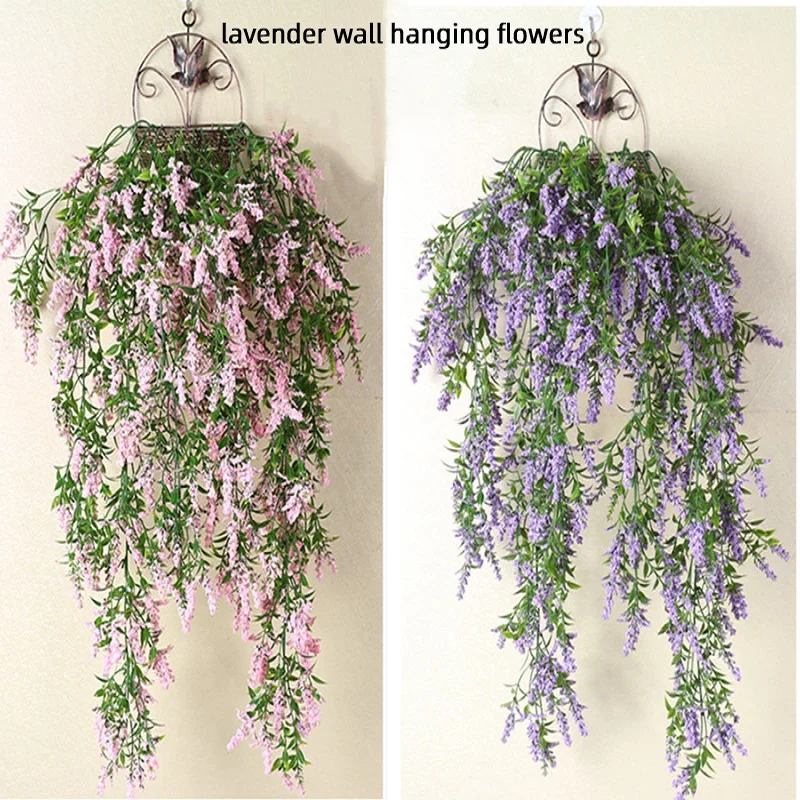 

1PC Lavender Artificial Flower Plastic Simulation Fake Flower Wall Hanging Plant Wedding Garden Outdoor Party Home Decoration