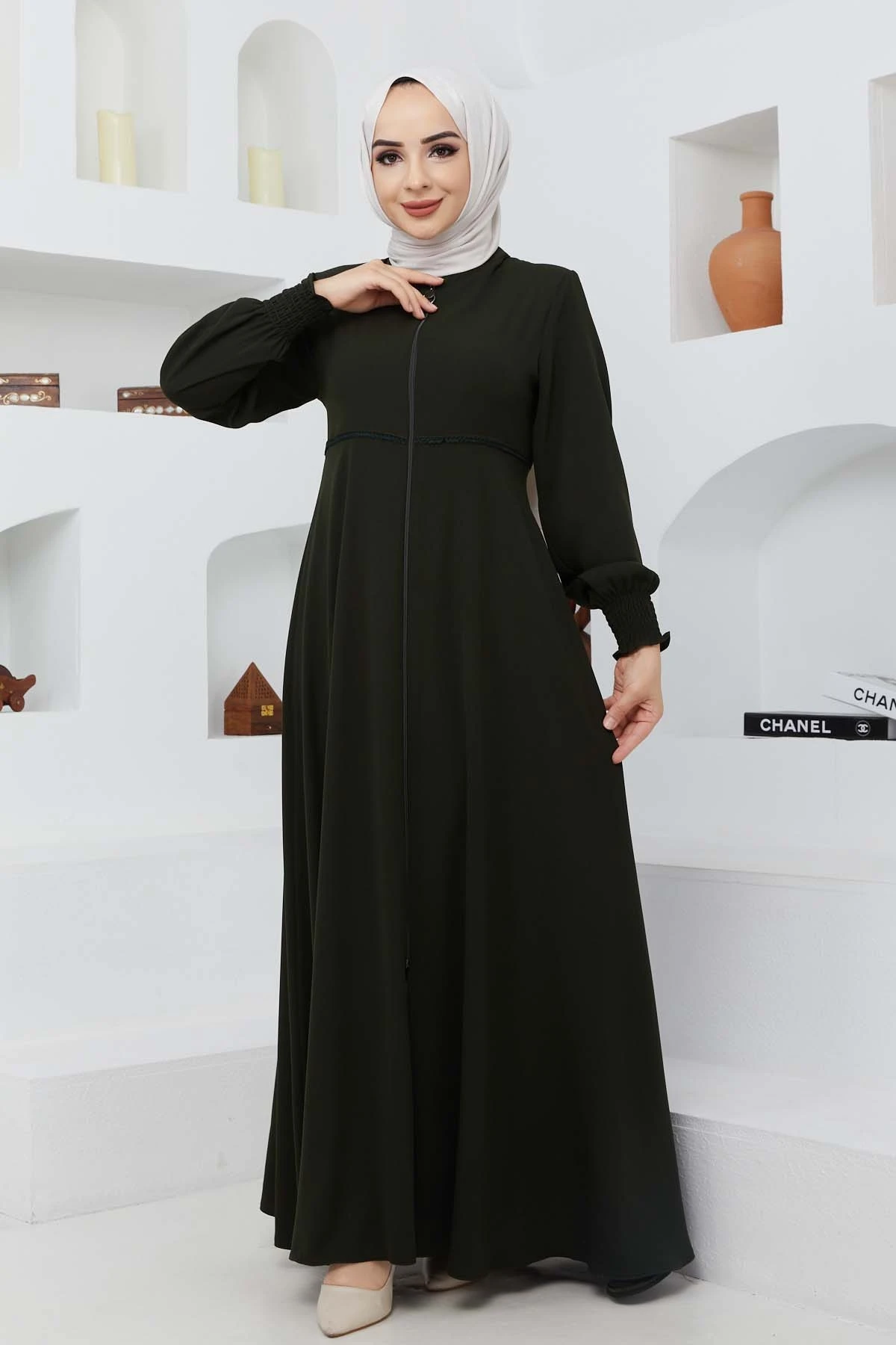 Ferace long cap sizes zipper elegant long hijab ferace women outwear Muslim fashion 2022 season elegant long elegant jacket