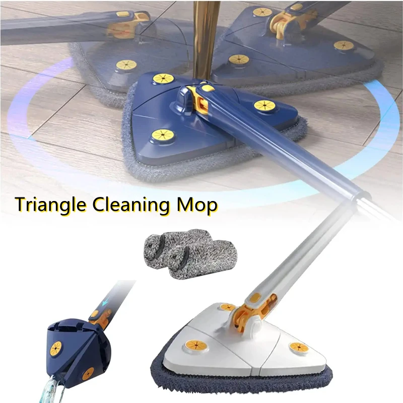

Telescopic Triangle Mop 360 Rotatable Adjustable Tub Tile Floor Wall Cleaning Microfiber Mop 130CM Long Handle Reusable Spin Mop