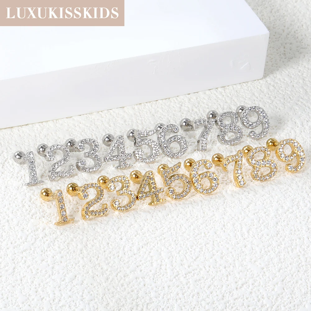 LUXUKISSKIDS Блестящие Серьги-гвоздики В Форме Фигуры С Завинчивающейся Застежкой