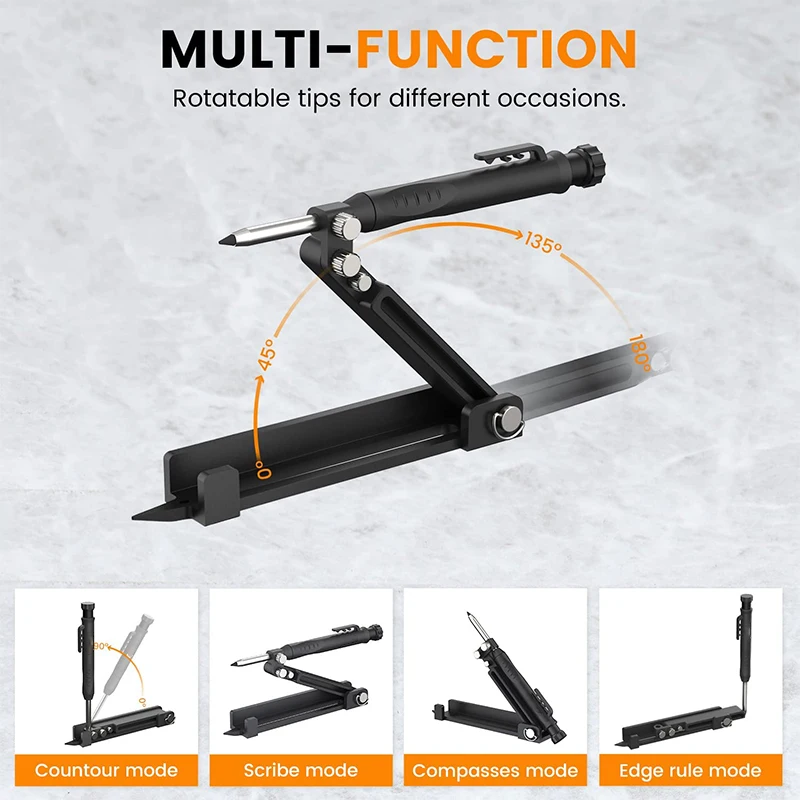 

Multifunctional Woodworking Stroke Line Tool Measuring Anti Form Adjustable Profile Scribing Ruler Deep Hole Pencil Contour Gaug