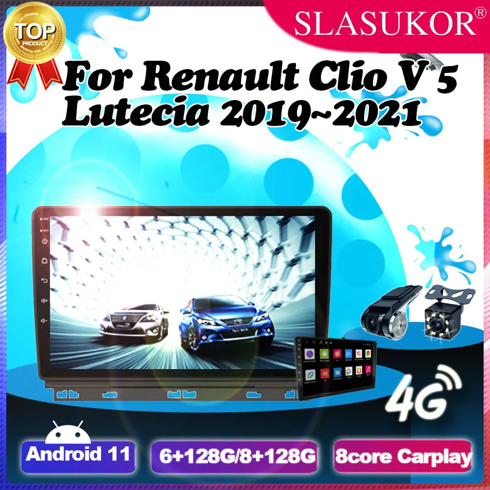 

9'' Car Stereo Radio 2Din Android 11 For Renault Clio V5 Lutecia 2019 - 2021 Fan Carplay Autoradio Multimedia IPS QLED Navigator