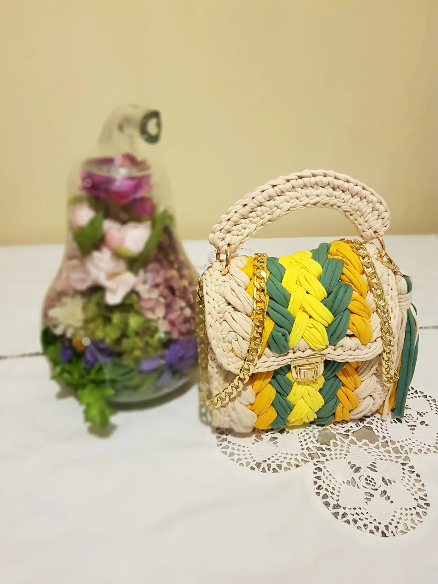 

Women's Peanut Pattern Hand Knitted Combed Cotton Yarn Shoulder And Hand Bag