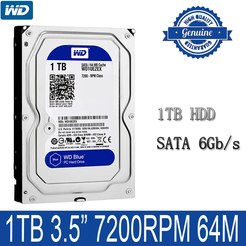 Внутренний Жесткий Диск WD 1 ТБ 35 SATA 6 ГБ/сек. Sata 64 Мб 7200PPM Для ПК |