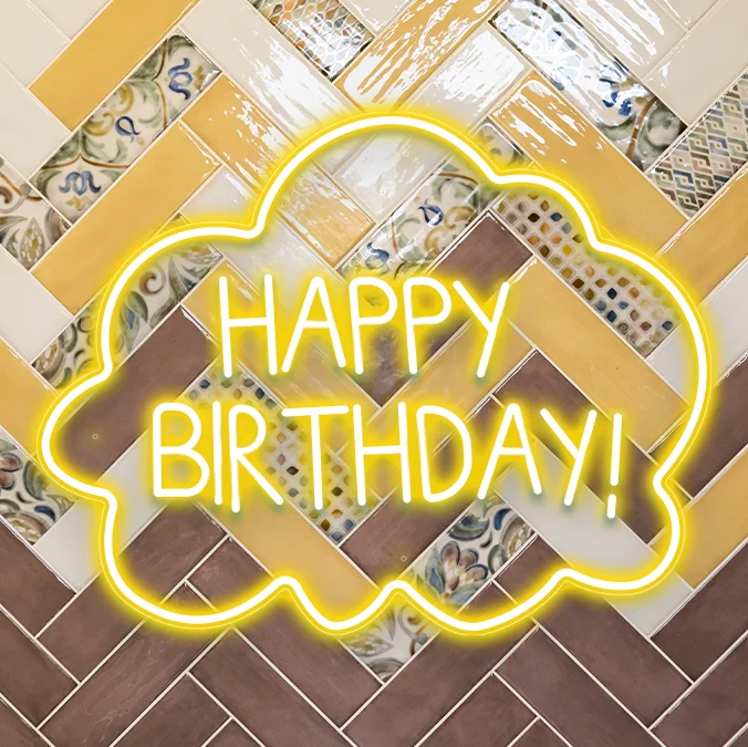 Неоновая табличка Happy Birthday с днем рождения 46 5х50 см |