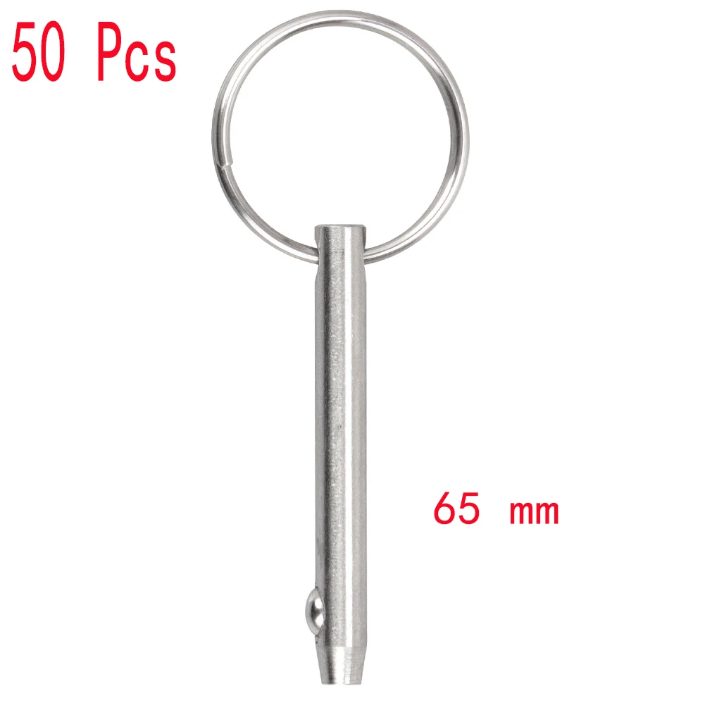 Quick Release Pin Bimini Top Pin, Total Length 2.56 Inch(65mm), Diameter 0.25 Inch(6.3mm), 316 Stainless Steel (50 Packs)