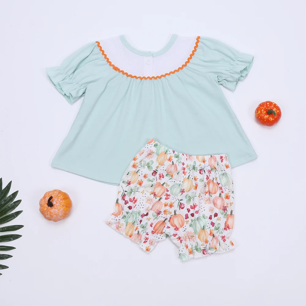 Модный костюм из чистого хлопка для маленьких девочек серый с коротким рукавом и