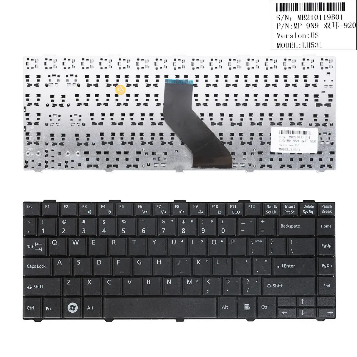 New US Layout Keyboard For Fujitsu Lifebook LH530 LH531 LH520 Black