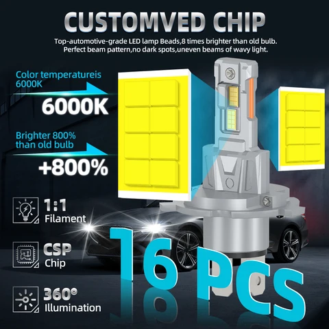 H4 Светодиодные фары Canbus 300W 6000K Супер яркие дальние ближние фары H1 H7 H11 9005 9006 9012 Turbo CSP Передняя лампа 65000LM