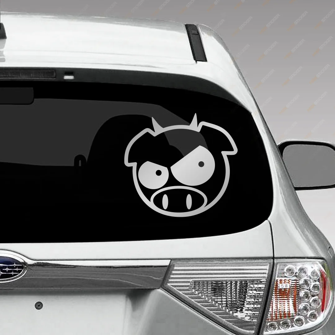 Свинка SUBARU с рожками - наклейка на авто для виниловый стикер Наклейка Злая свинья
