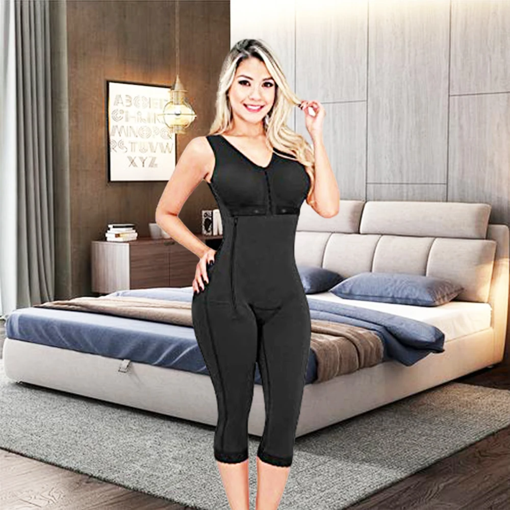 Fajas Colombian Shapewear Women Tummy Control Full Body Shaper Butt Lifter Thigh Slimmer Bodysuit  Zipper Breast Support Long