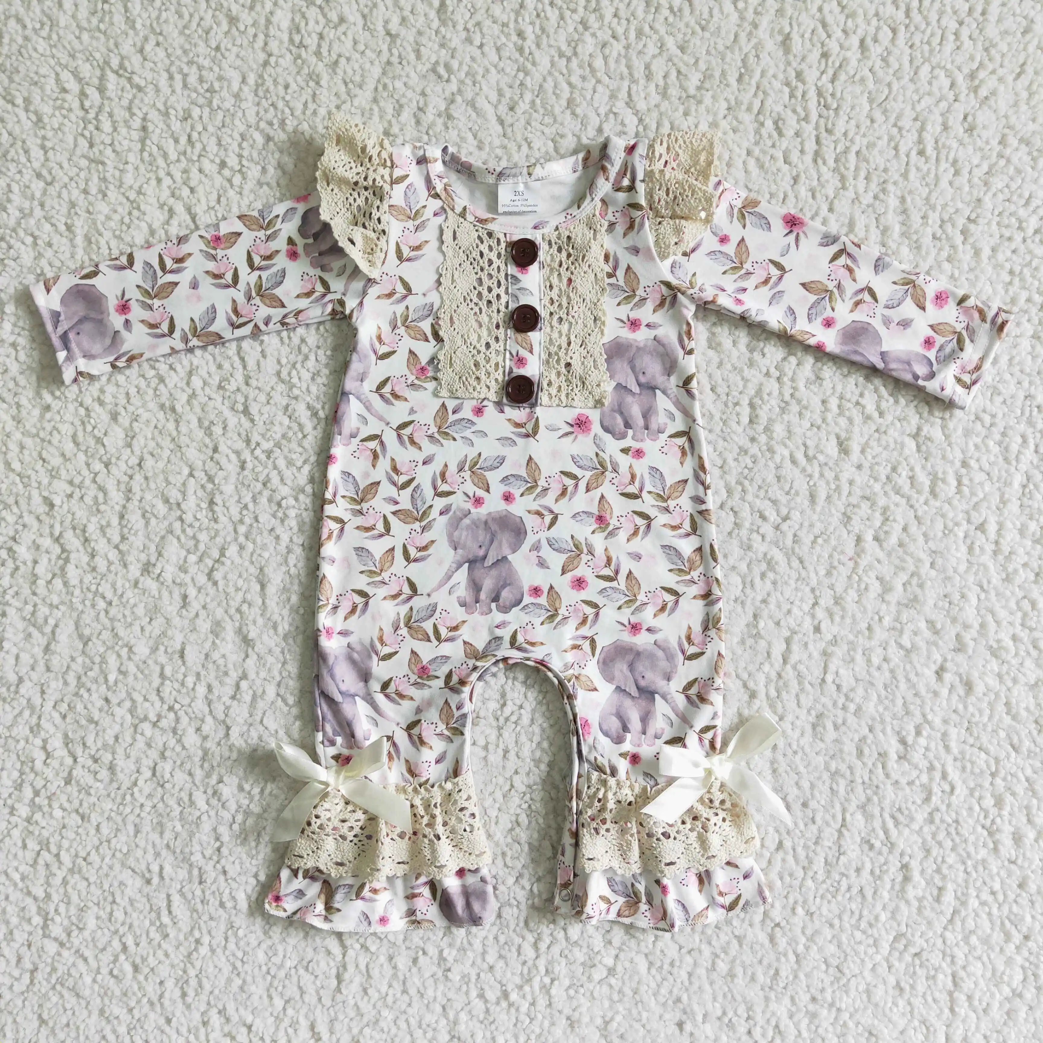 

autumn and winter baby girl romper children jumpsuit climbing clothes cute baby girl ruffle romper long sleeve floral elephant