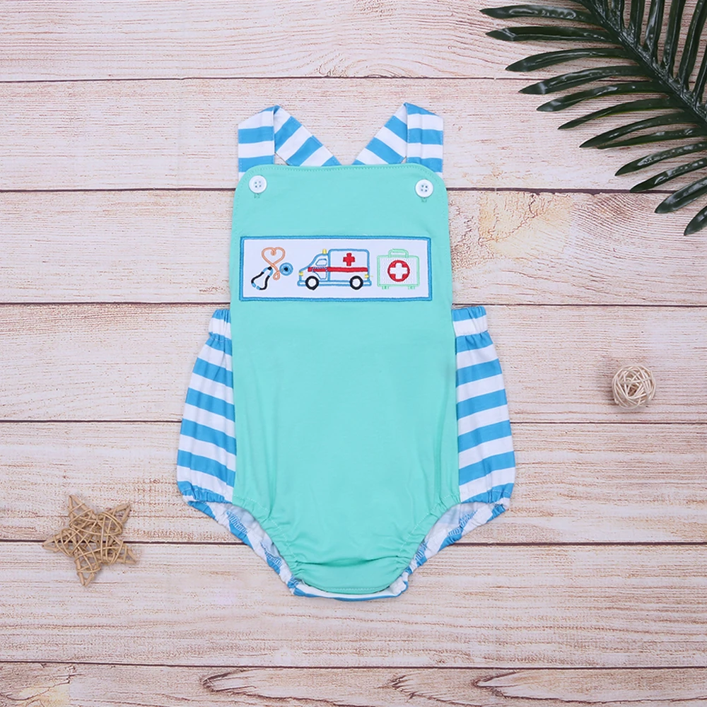 

0 To 3 Yrs Bodysuit One Pieces Baby boy Clothes Toddler Baby Rompers Cartoon Animal Blue Lattice Pattern Sleeveless Bodysuit