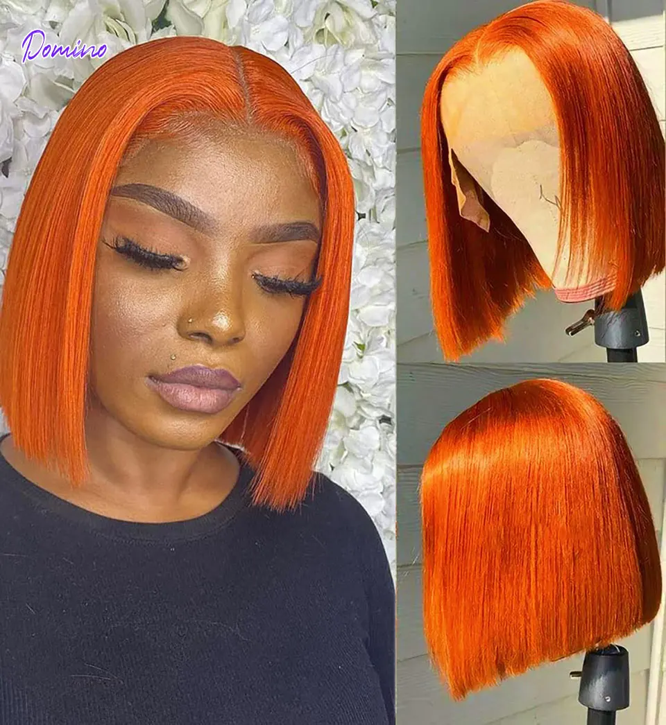 

Ginger Orange Straight Bob Wig 13x4 HD Lace Frontal Human Hair Wigs For Black Women Human Hair Brazilian Bone Lace Front Wig