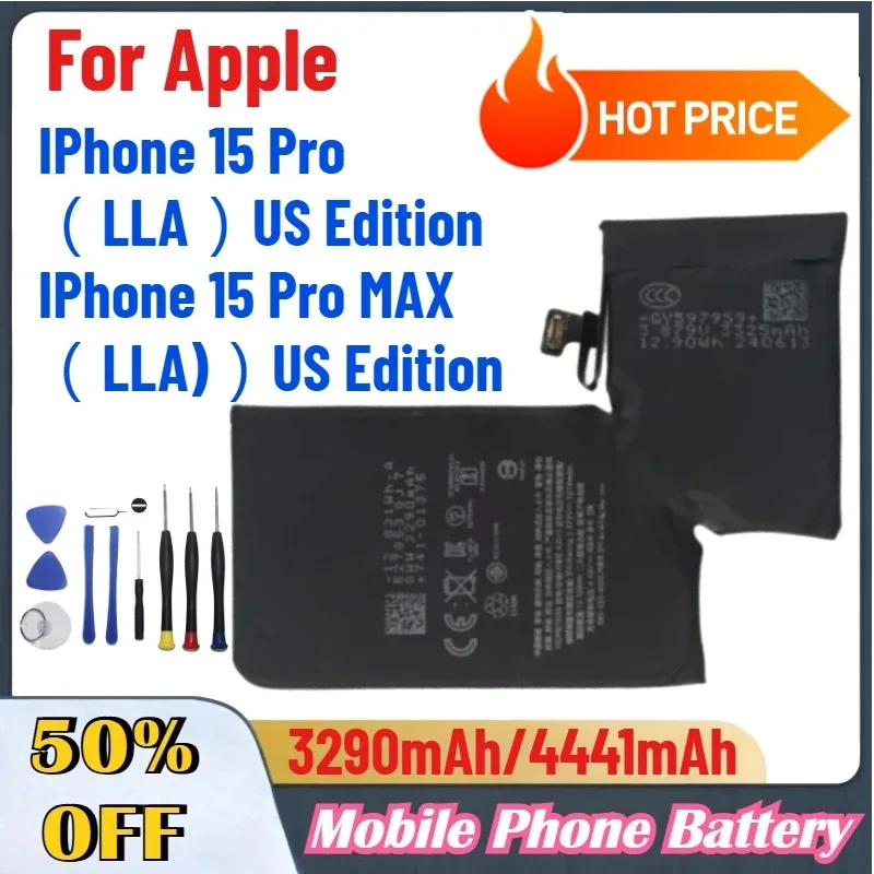 Фото Оптовая продажа: Сменная батарея для мобильных телефонов Apple iPhone 15 Pro (LLA) и 15 Pro MAX (LLA) (версия для США) с инструментами №1