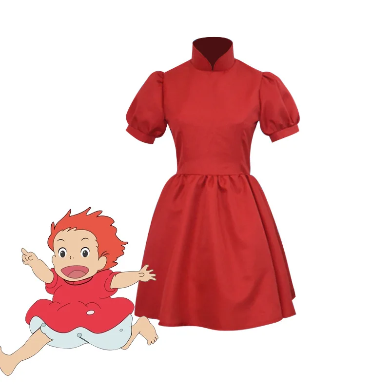 

Anime TV Ponyo Cosplay Costume Red Dress for Adult and Kids