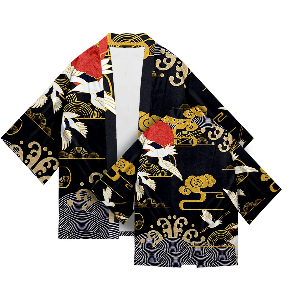2023 Summer Kimono Cloud Print Men's and Women's Beach Shirt Samurai Cardigan Japanese Shirt Jacket Yukata