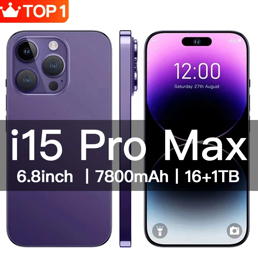 

2023 Brand New i15 Pro Max Android Smartphone 6.8inch OTG Full Screen Face ID 1TB Mobile Phones Global Version 4G 5G Cell Phone