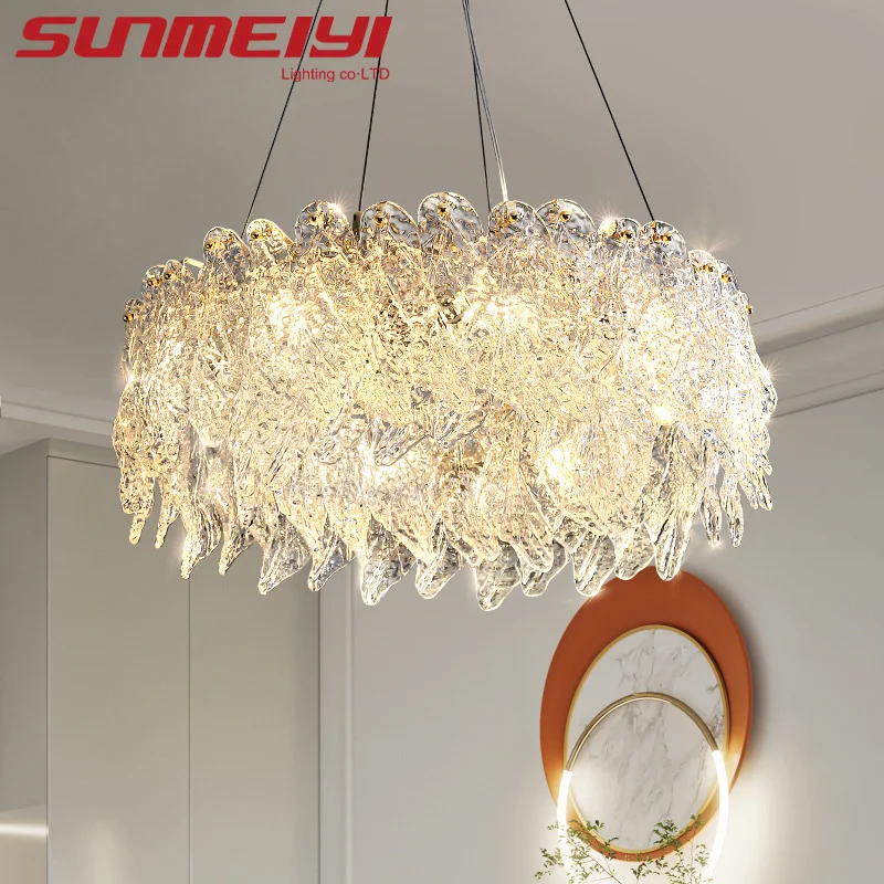 

Luxury Glass Crystal Leaf Lamp LED Chandelier For Living Dining Room Bedroom Study Room Decoration Home Lighting люстра потолочн
