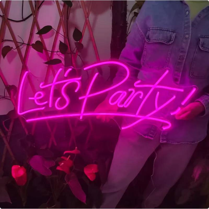 Let’s Party Neon Light Sign Aesthetic Custom Decoration Hanging Wedding decor Birthday Party Art font