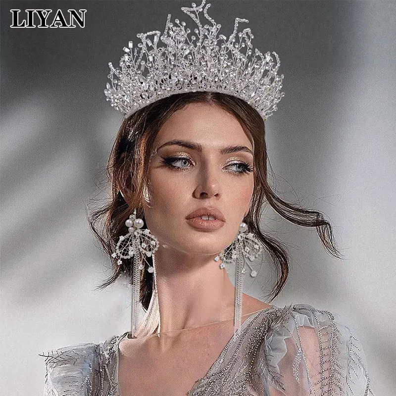 

LIYAN женские модные украшения для волос Свадебные аксессуары для волос свадебный головной убор Тиара Стразы повязка на голову Свадебные кор...