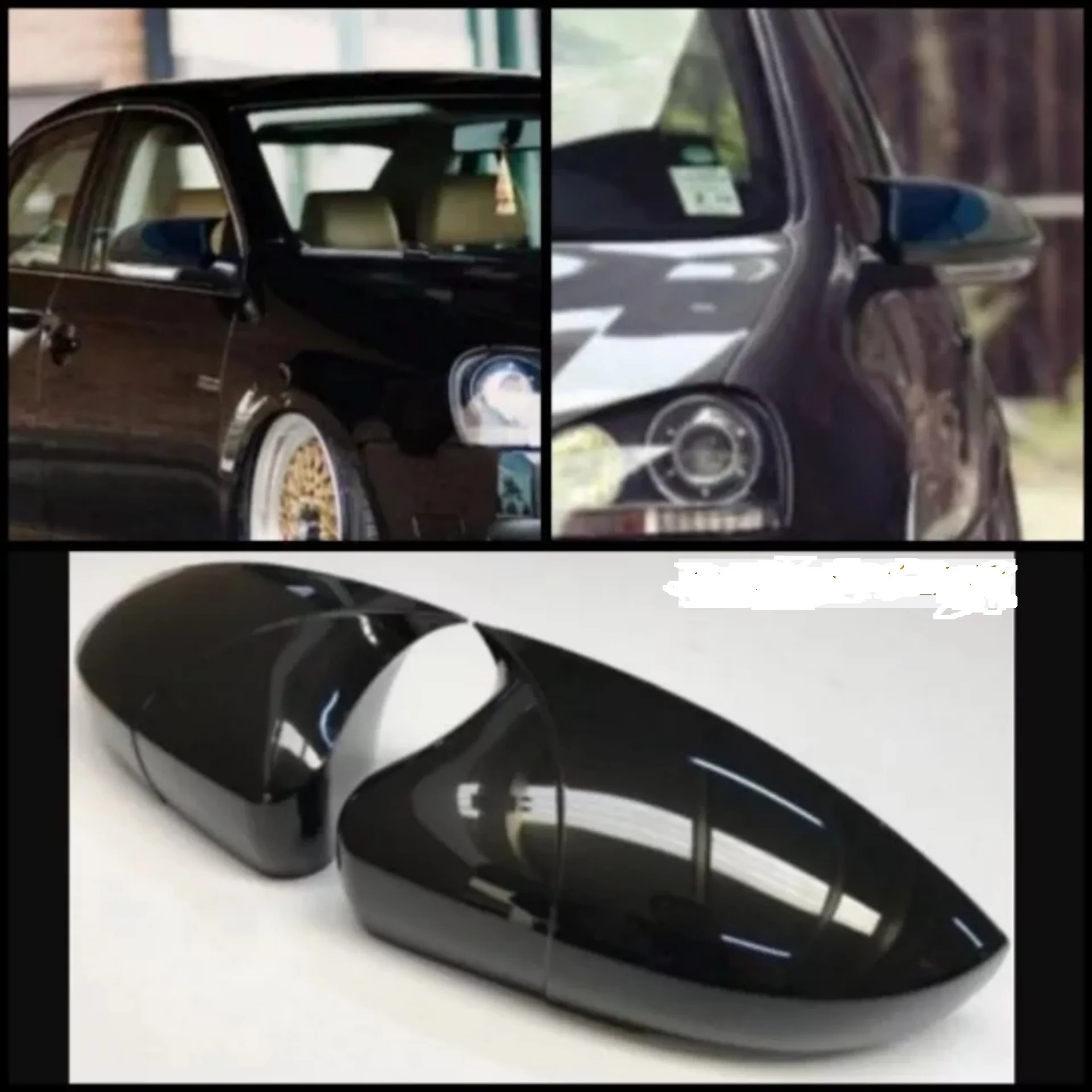 Bat Style Mirror Cover For Golf 5 2003 2009 Car Accessories 2 Piece Cover Glossy Black Shields Exterior Parts Lip Tuning Sport
